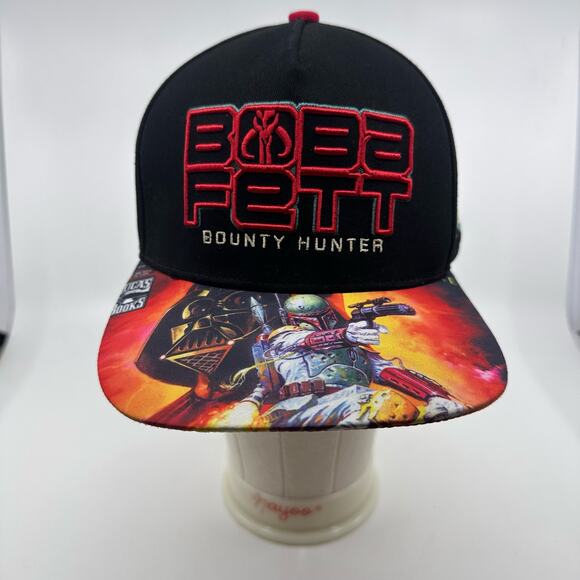 Boba Fett Brim Snapback Hat Bounty Hunter Graphics Star Wars Black/Red One Size - Picture 2 of 10